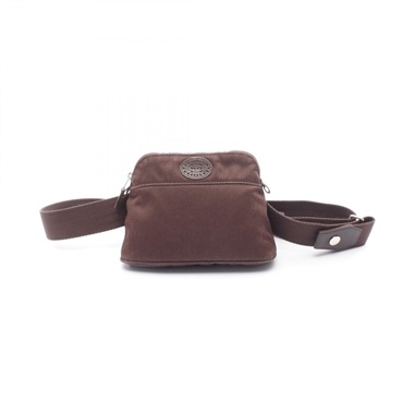 HERMES Bolide Ceinture Golf Waist Belt Bag Toile Chevrons Havane SHW Used