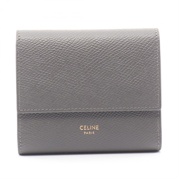 CELINE Small Trifold Wallet 10B573GTH calf leather Gray Used Women