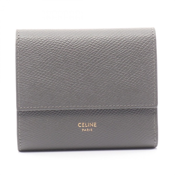 CELINE Small Trifold Wallet 10B573GTH calf leather Gray Used Women