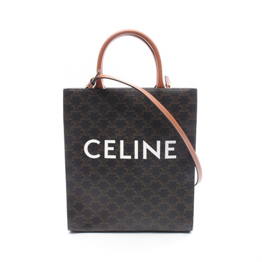 CELINE Small Vertical Cabas Triomphe Tote Crossbody Handbag canvas leather Used