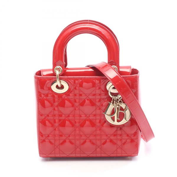 Christian Dior Lady Dior Cannage Small Shoulder Crossbody Handbag Patent leather