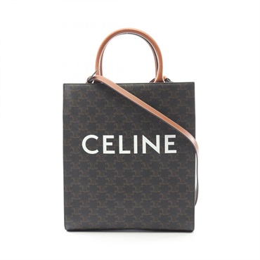 CELINE Small Vertical Cabas Triomphe Tote Shoulder Handbag 191542 canvas leather