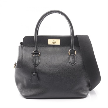 HERMES Toolbox 26 shoulder Handbag X Evercolor leather Black Used Women GHW