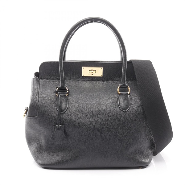 HERMES Toolbox 26 shoulder Handbag X Evercolor leather Black Used Women GHW