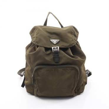 PRADA Rucksack Backpack bag Nylon Khaki Used Women