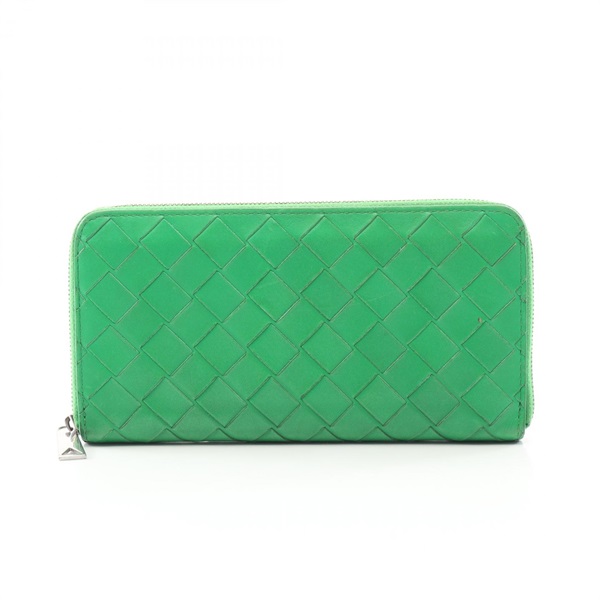 BOTTEGA VENETA Intrecciato Zippy around long wallet leather Green Used Women