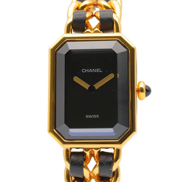CHANEL Premiere M Wrist Watch H0001 Quartz Gold Plated Leather belt Used Women