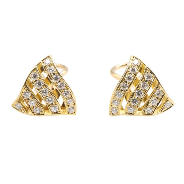 MIKIMOTO Diamond Earring 18KYG Yellow Gold Used Women
