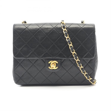 CHANEL Mini Matelasse 20 Chain Shoulder Bag Lamb sheep leather Black Used GHW CC