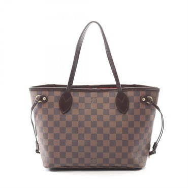 LOUIS VUITTON Neverfull PM Tote shoulder Bag N51109 Damier leather Ebene Used