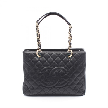 CHANEL Matelasse Grand Shopping GST Tote Bag A50995 leather Black Used Women GHW