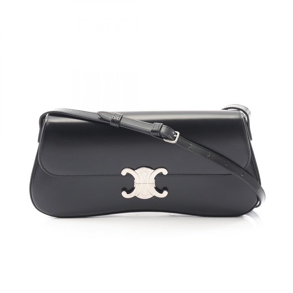 CELINE Medium Lola Triomphe Shoulder Bag 115533BF4.38SI leather Black Used Women