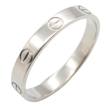 CARTIER Mini Love Ring 18KWG White Gold Used unisex US size 9.5 #61