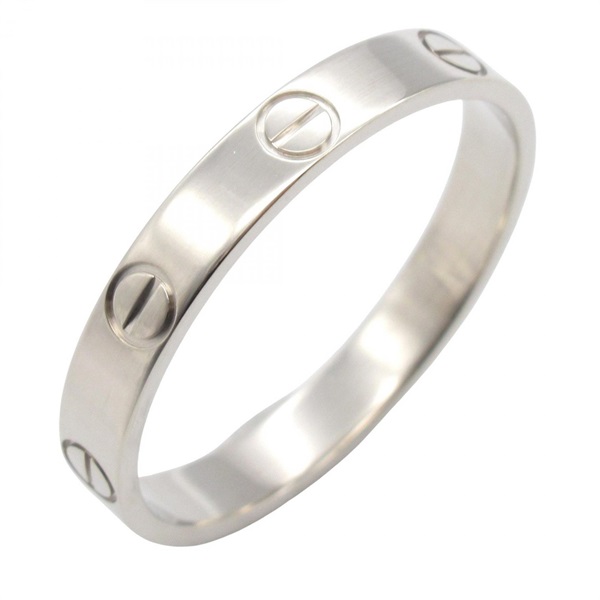 CARTIER Mini Love Ring 18KWG White Gold Used unisex US size 9.5 #61
