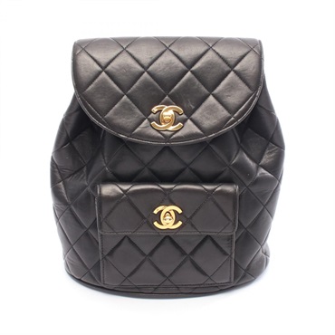 CHANEL Matelasse Chain Rucksack Backpack Lambskin leather Black GHW Used Women