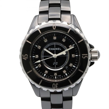 CHANEL J12 12P Diamond Wrist Watch H1625 Quartz ceramic Used Women CC Coco