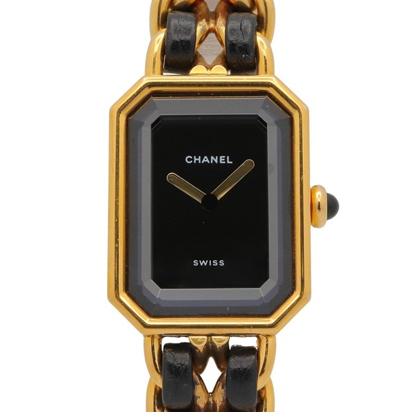 CHANEL Premiere L Wrist Watch H0001 Quartz Gold Plated Leather belt Used Women