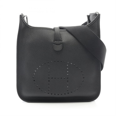 HERMES Evelyne 3 PM Shoulder crossbody Bag U Taurillon Clemence Black Used SHW
