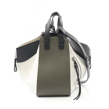 LOEWE Hammock small Shoulder hand Bag leather White Khaki Black Used Women