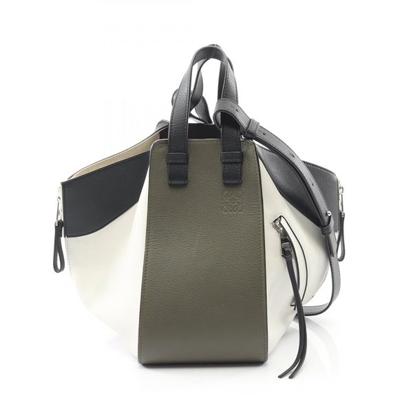 LOEWE Hammock small Shoulder hand Bag leather White Khaki Black Used Women