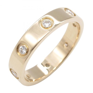 CARTIER Mini Love 8P Diamond Ring 18KPG Pink Rose Gold Used women US size 6 #52