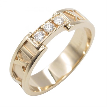 TIFFANY＆CO Atlas 3P Diamond Ring 18KPG Pink Rose Gold Used women US size 7.75