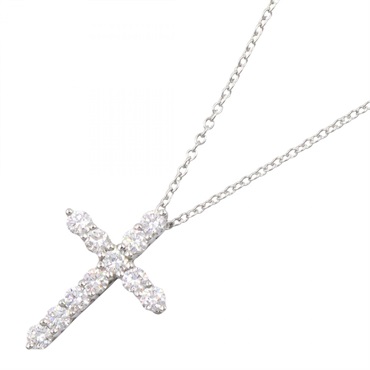 TIFFANY＆CO Small Cross Diamond Necklace Pt950 Platinum Used women Pendant