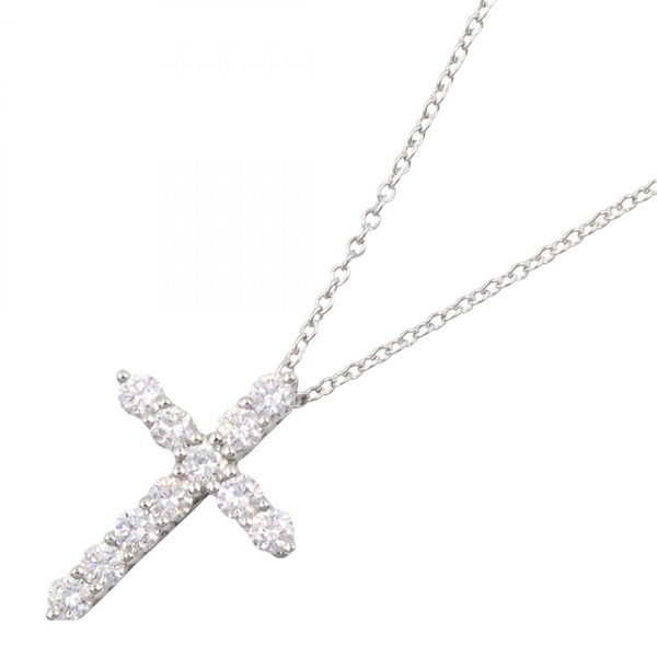 TIFFANY＆CO Small Cross Diamond Necklace Pt950 Platinum Used women Pendant