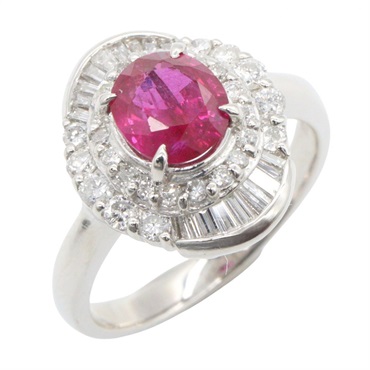 JEWELRY Ruby Diamond Ring Pt900 Platinum Used women US size 5.5