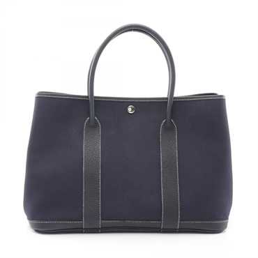HERMES Garden party PM Tote Bag I Toile officier Negonda Blue indigo Used SHW