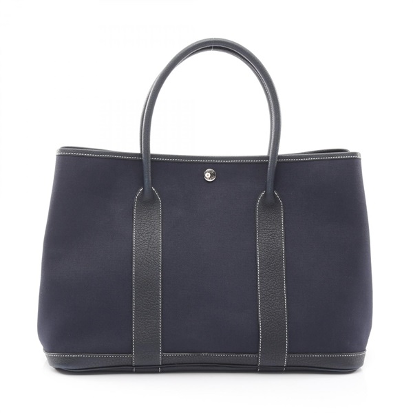 HERMES Garden party PM Tote Bag I Toile officier Negonda Blue indigo Used SHW
