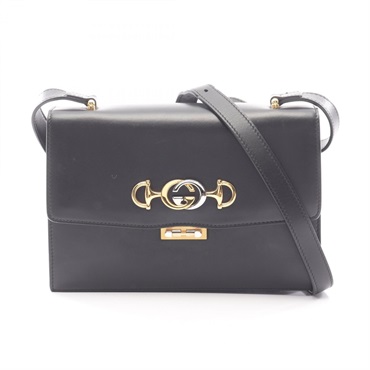 GUCCI Zumi horsebit crossbody Shoulder Bag 576388 leather Black Used Women