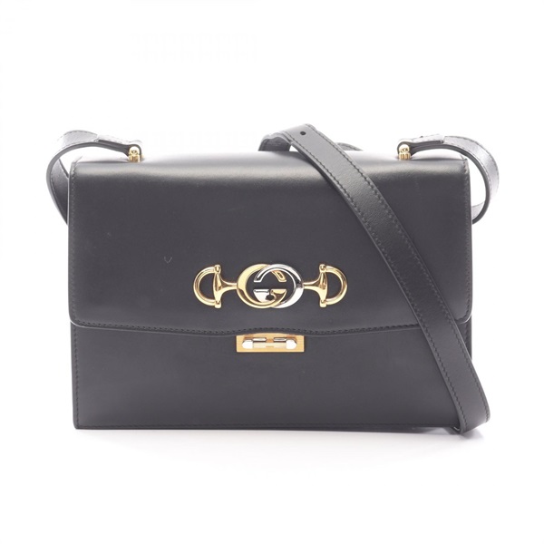 GUCCI Zumi horsebit crossbody Shoulder Bag 576388 leather Black Used Women