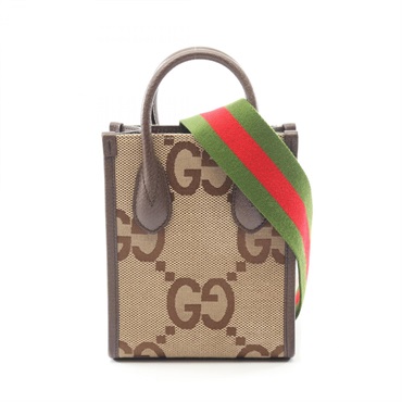 GUCCI Jumbo GG Tote Shoulder Crossbody mini Bag 699406 canvas leather Beige Used