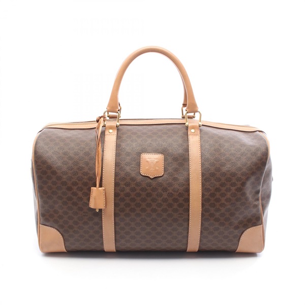 CELINE Macadam Travel Duffel Handbag PVC coated canvas leather Brown Used Women
