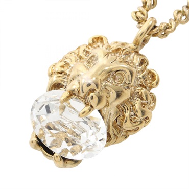 GUCCI Necklace Pendant Gold Plated crystal Used Women 60cm
