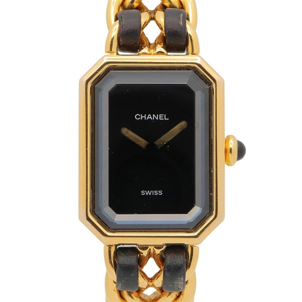 CHANEL Premiere S Wrist Watch H0001 Quartz Gold Plated Leather belt Used Women