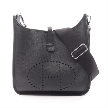 HERMES Evelyne 3 PM Shoulder crossbody Bag W Taurillon Clemence Black Used SHW