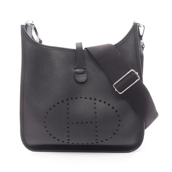 HERMES Evelyne 3 PM Shoulder crossbody Bag W Taurillon Clemence Black Used SHW