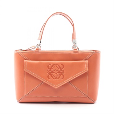 LOEWE Anagram Tote Hand bag leather Brown Used Women