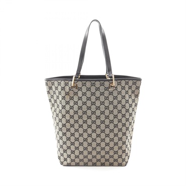 GUCCI GG canvas Tote Bag 002 1098 canvas leather Beige Black Used Women