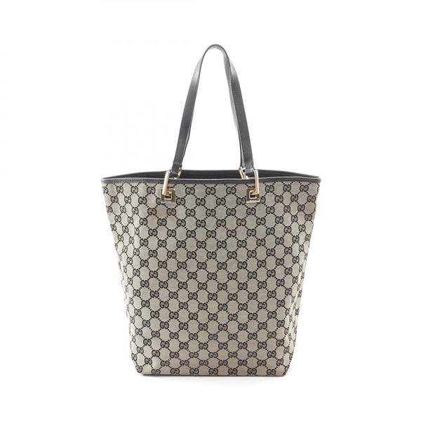 GUCCI GG canvas Tote Bag 002 1098 canvas leather Beige Black Used Women