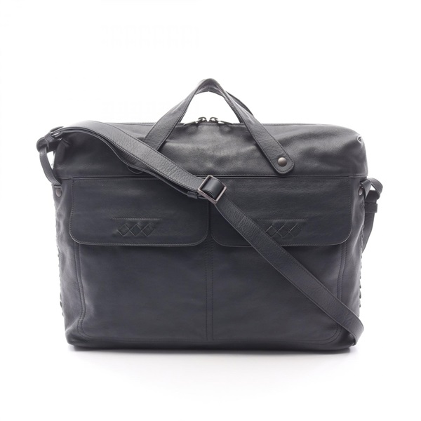 BOTTEGA VENETA 2Way Shoulder Briefcase leather Navy Used mens
