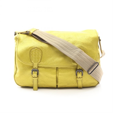 BOTTEGA VENETA Intrecciato Crossbody Shoulder Bag leather Yellow Used unisex