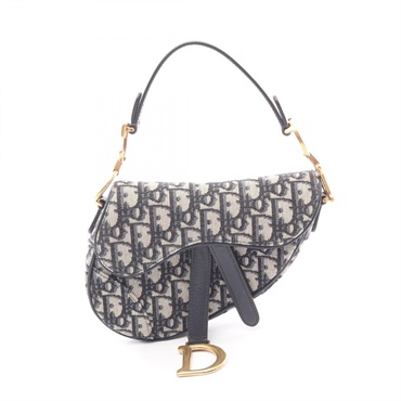 Christian Dior Mini Saddle bag Oblique Jacquard Handbag canvas leather Navy