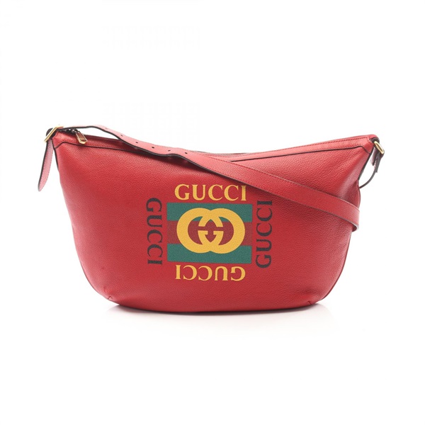 GUCCI Half Moon Hobo Shoulder crossbody Bag 523588 leather Red Multicolor Used