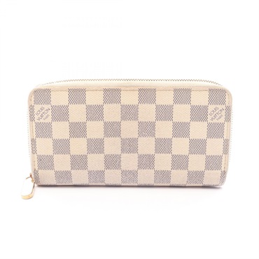 LOUIS VUITTON Zippy wallet Around long purse N41660 Damier Azur White Used Women