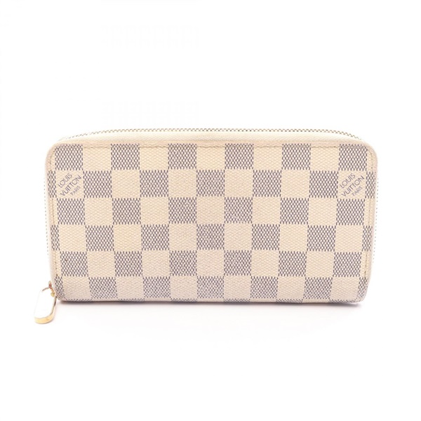 LOUIS VUITTON Zippy wallet Around long purse N41660 Damier Azur White Used Women
