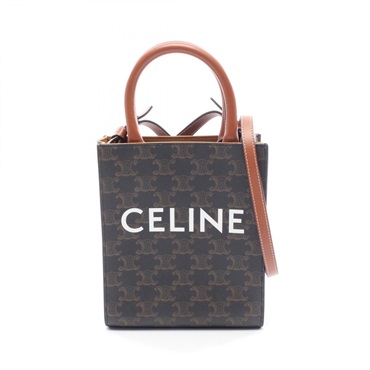 CELINE Mini Vertical Cabas Triomphe crossbody shoulder Handbag canvas leather BK