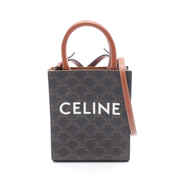 CELINE Mini Vertical Cabas Triomphe crossbody shoulder Handbag canvas leather BK